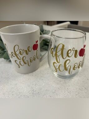 Gift Set: Before School Mug, After School Wine Glass